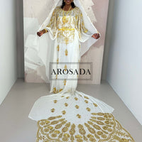 READY TO BE SHIPPED Sapphire (White and Gold)-Chiffon Bridal Dirac(tailored)