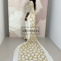 READY TO BE SHIPPED/Glorius Habon (White and Gold)-Chiffon Bridal Dirac (tailored)