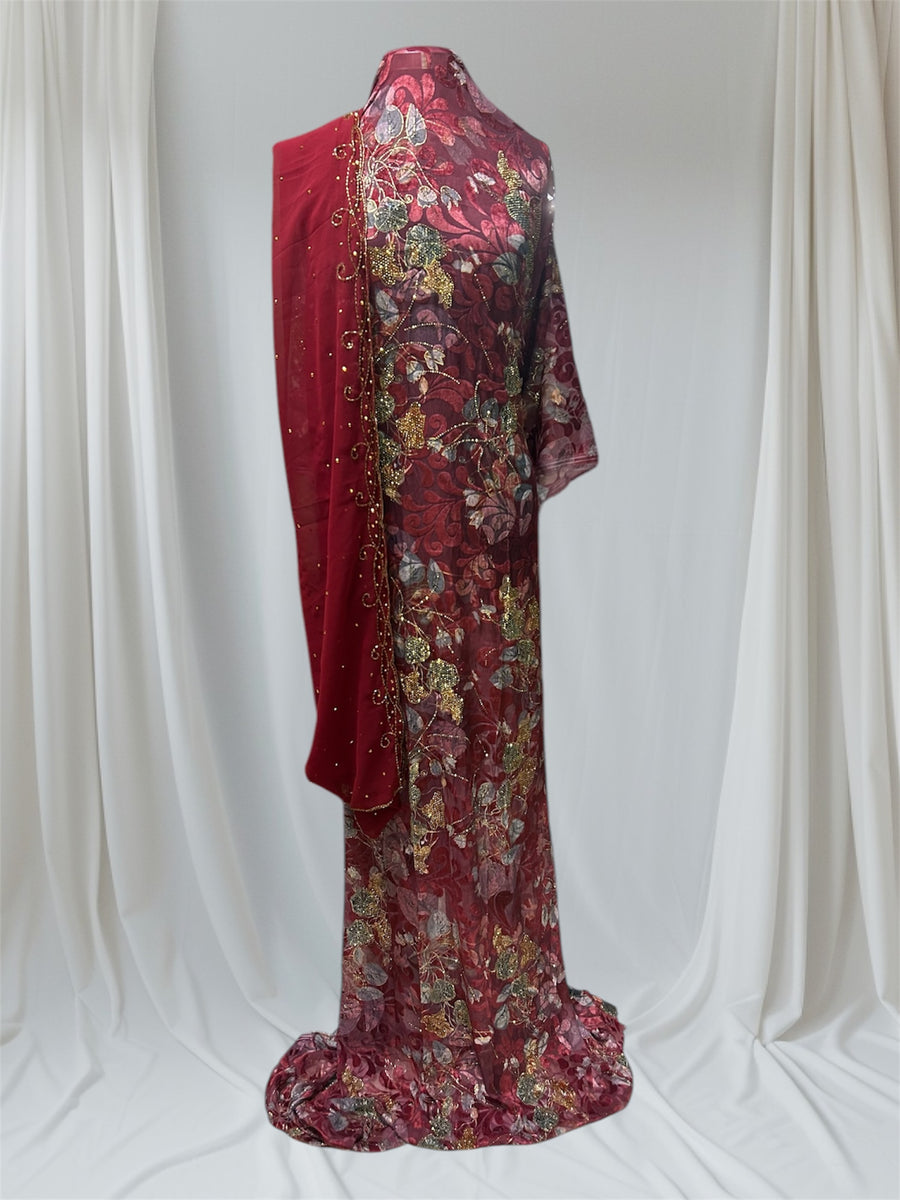 LIMITED EDITION (Maqbal-Silk) Burgundy Flower Heaven