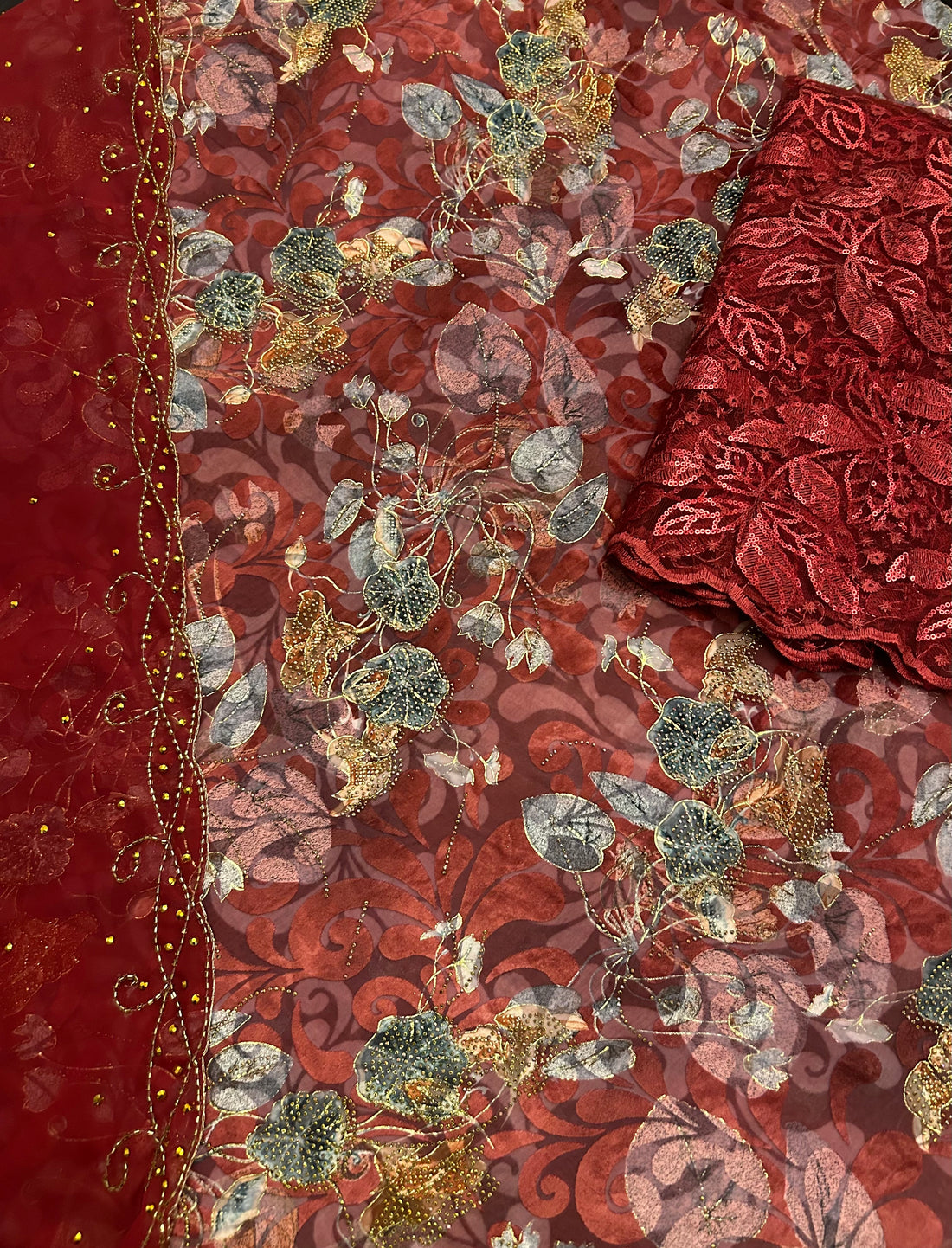 LIMITED EDITION (Maqbal-Silk) Burgundy Flower Heaven