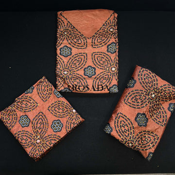 Brown/Rose gold Shaash Set with Semi-Stones