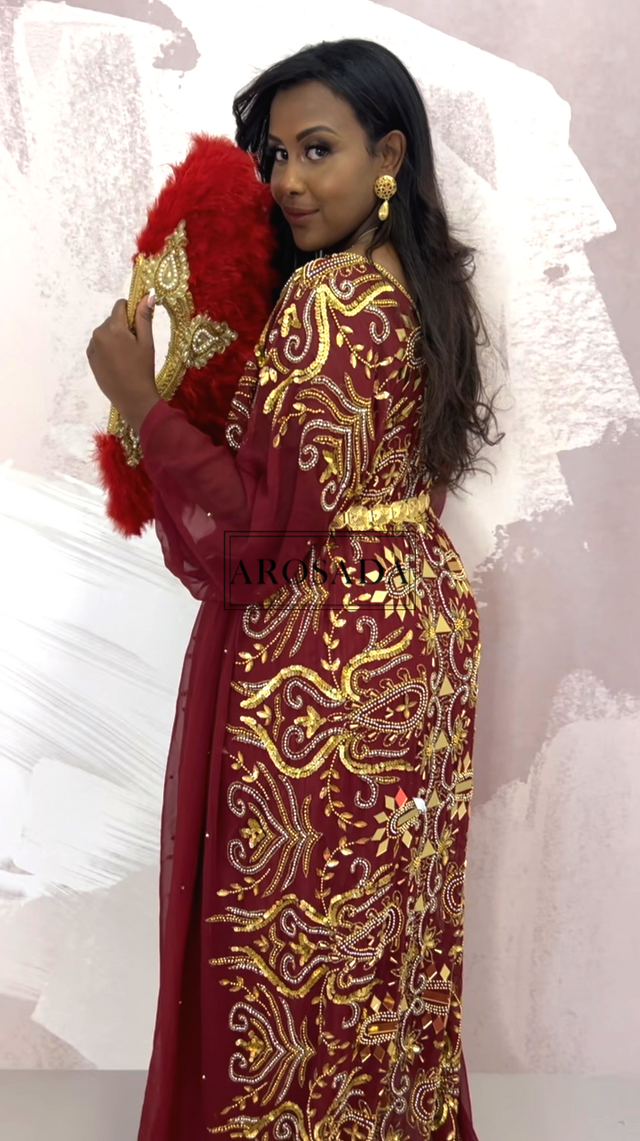 READY TO BE SHIPPED/Alluring Nora (Burgyndy)- Chiffon Bridal Dirac(tailored)