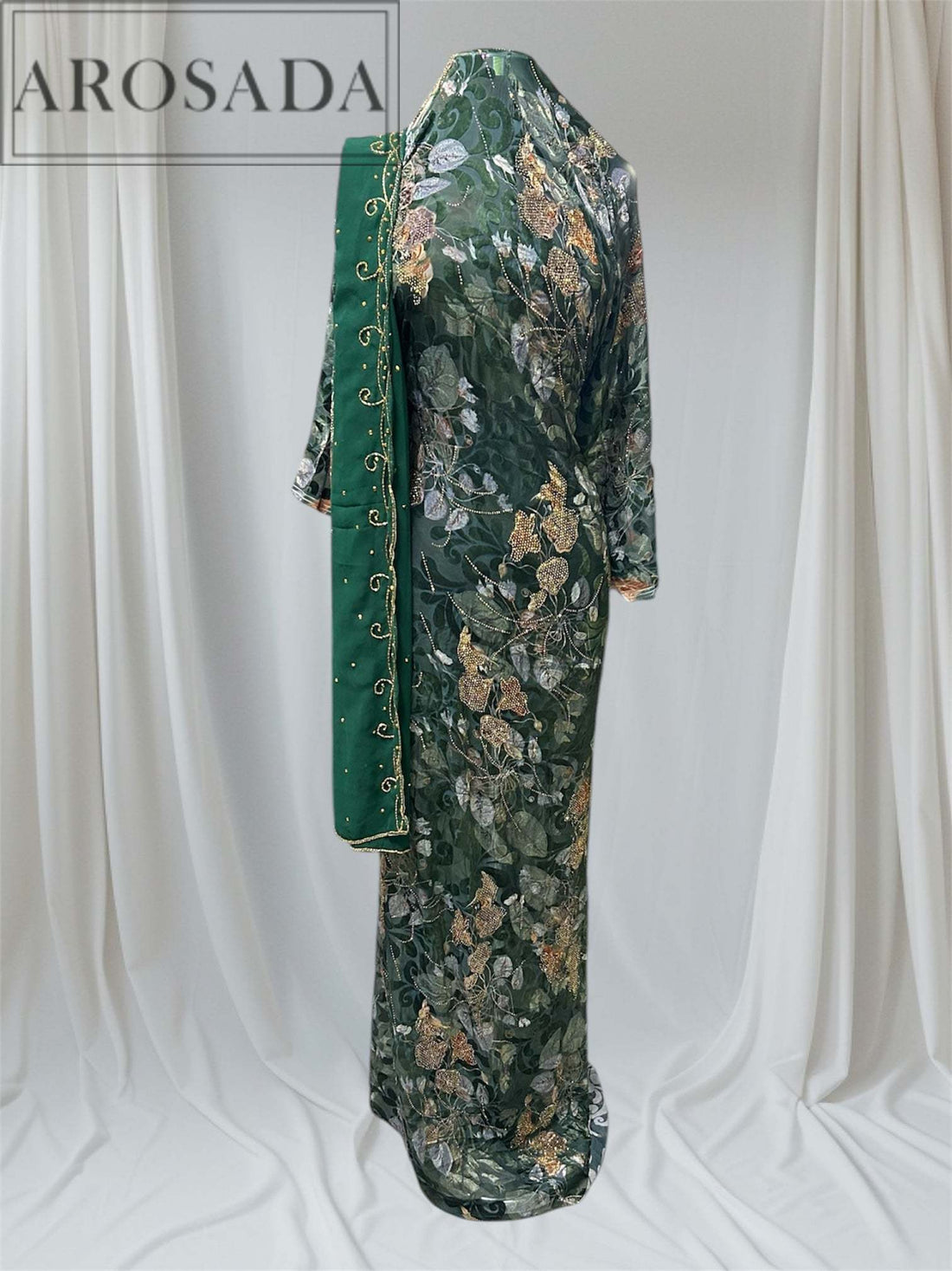 LIMITED EDITION (Maqbal-Silk) Emerald Green Flower Heaven