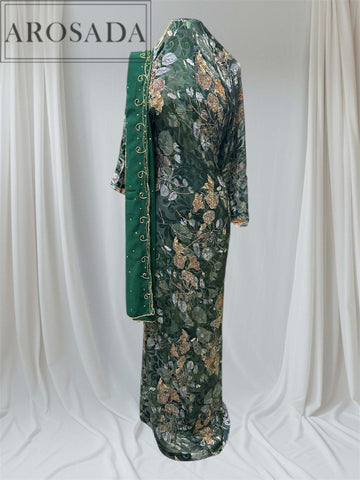 LIMITED EDITION (Maqbal-Silk) Emerald Green Flower Heaven