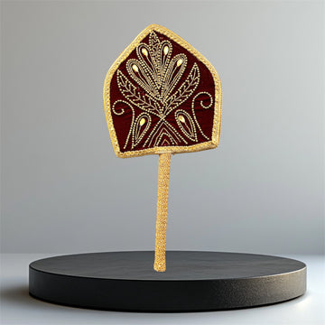Fabric/Embroidery Fan (maroon)