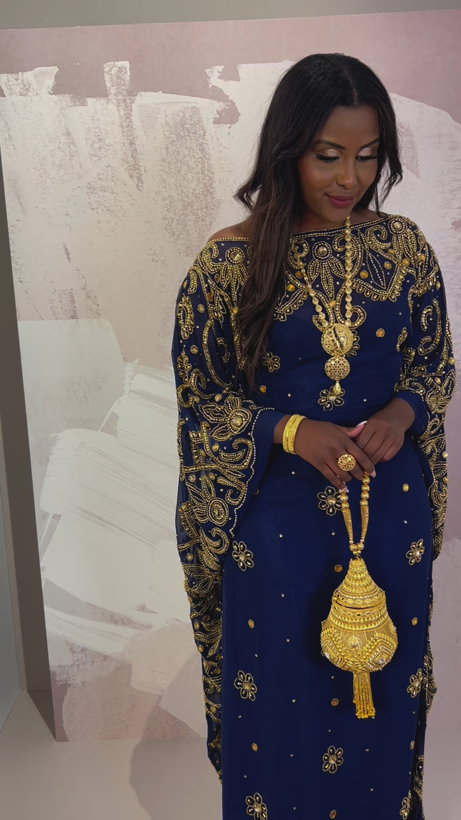 Afluent Faduma (Navy Bleu)-Chiffon Bridal Dirac (PRE-ORDER)