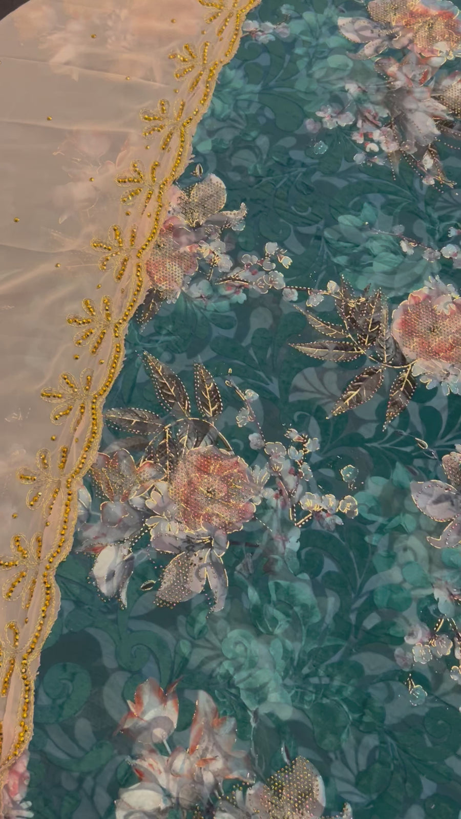 LIMITED EDITION (Maqbal-Silk) Forest Green Flower Heaven