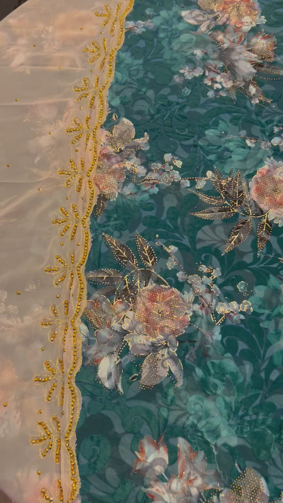 LIMITED EDITION (Maqbal-Silk) Forest Green Flower Heaven