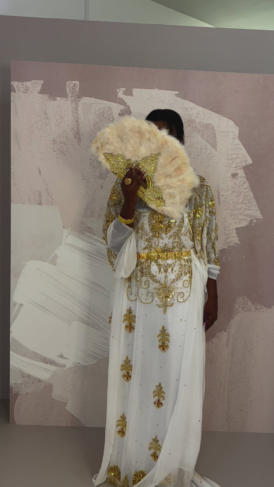 READY TO BE SHIPPED Sapphire (White and Gold)-Chiffon Bridal Dirac(tailored)
