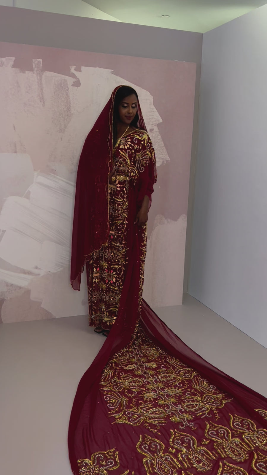 READY TO BE SHIPPED/Alluring Nora (Burgyndy)- Chiffon Bridal Dirac(tailored)
